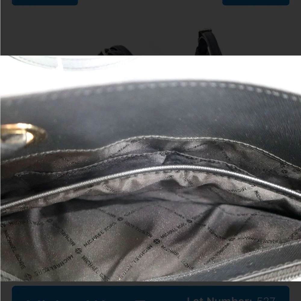 Michael Kors Black Leather Tote with Gold Accents